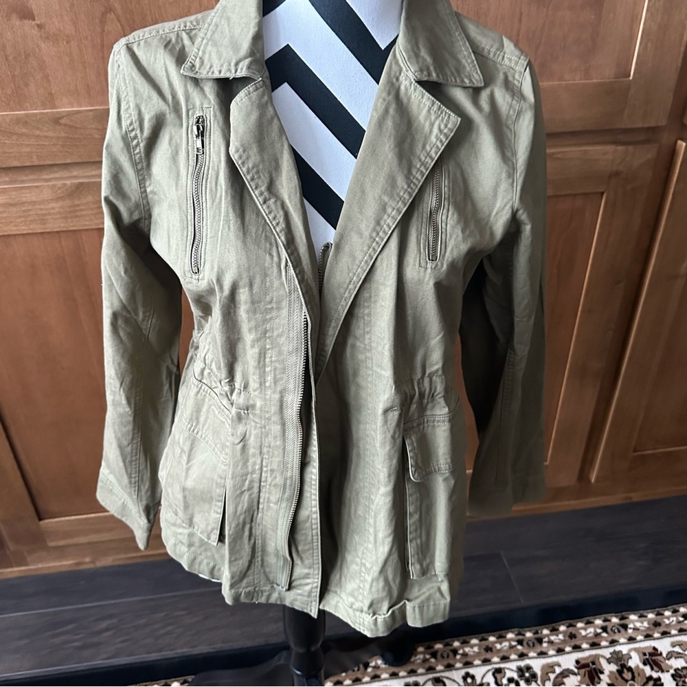 Elodie || olive green cotton straight jacket